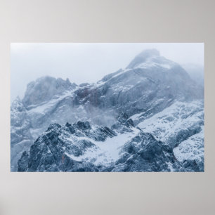 Poster Montanhas, neve e nevoeiro