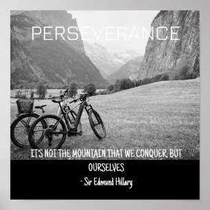 Poster Montanhas Perseverança e Ciclismo Suíça