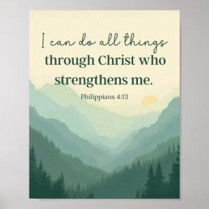 Poster Montanhas Philippians 4:13 Eu Posso Fazer Todas As