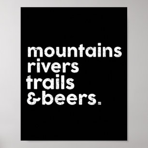 Poster Montanhas Rios Trilhas Cervejas Divertido Amante d