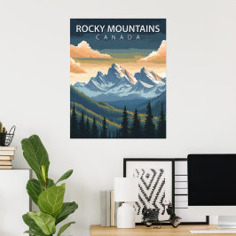Poster Montanhas Rochosas – Cartaz de Viagem Antigo do Ca