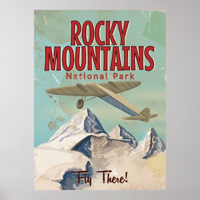 Poster Montanhas Rocky viagens vintage (Frente)