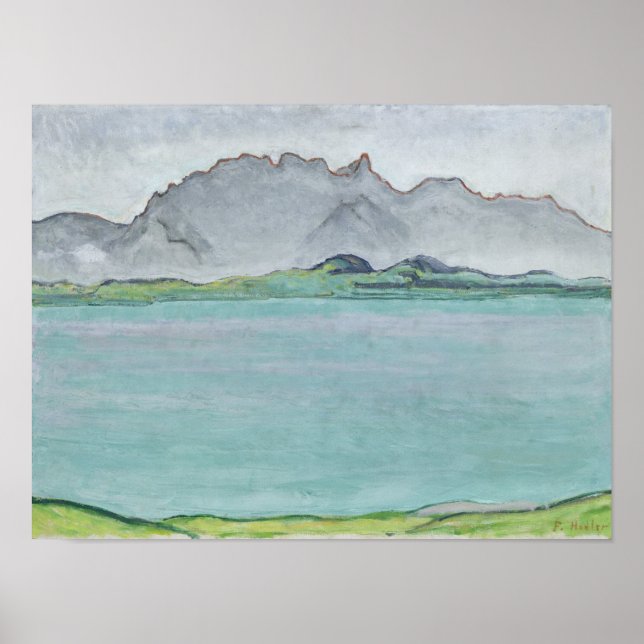 Poster Montanhas Stockhorn e Lago Thun, 1911 (Frente)