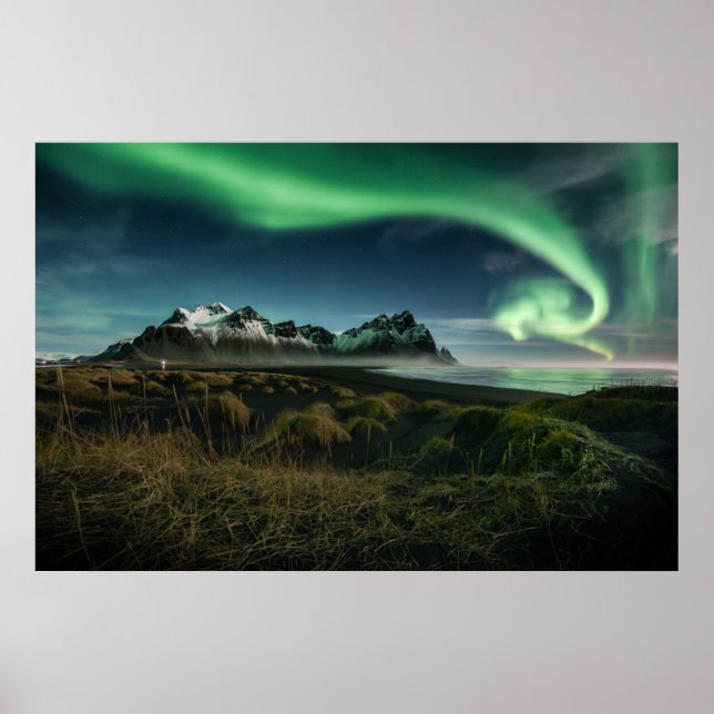 Poster Montanhas | Vestrahorn Mountain, Islândia (Frente)