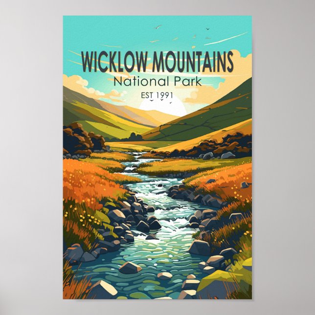 Poster Montanhas Wicklow National Park Irlanda River Art (Frente)