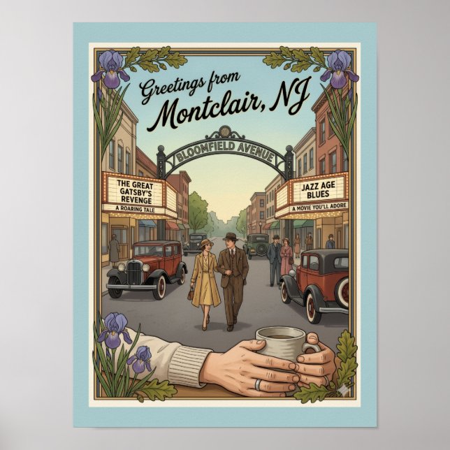 Poster Montclair NJ Bloomfield Avenue Antiguidades (Frente)