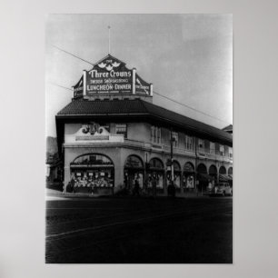 Poster Montclair NJ Três Crowns, Vintage, 1945