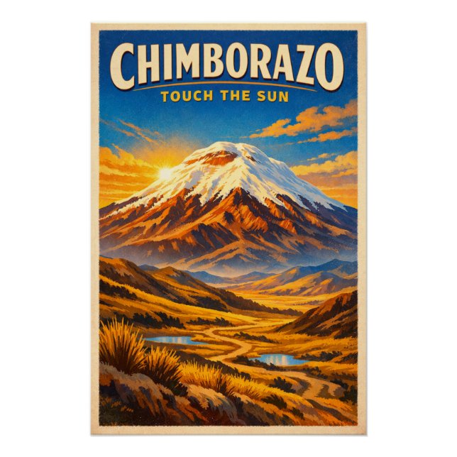 Pôster Monte Chimborazo, Equador, em um clássico (Frente)