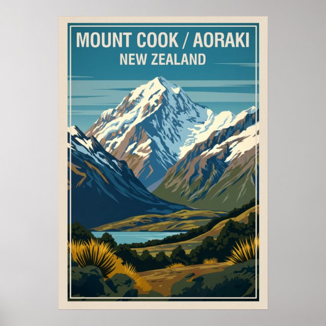 Poster Monte Cook (Aoraki) Nova Zelândia V03 (Frente)