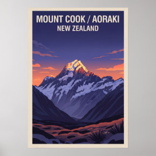 Poster Monte Cook (Aoraki) Nova Zelândia V05