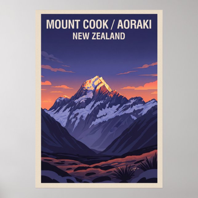 Poster Monte Cook (Aoraki) Nova Zelândia V05 (Frente)