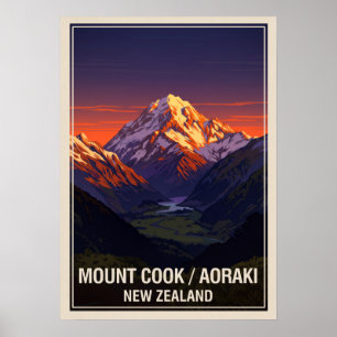 Poster Monte Cook (Aoraki) Nova Zelândia V06