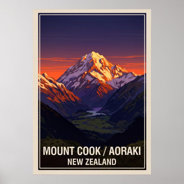 Poster Monte Cook (Aoraki) Nova Zelândia V06 (Frente)
