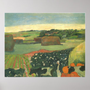 Poster Monte de feno em Brittany por Paul Gauguin, arte