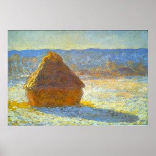 Poster Monte de feno na neve por Claude Monet