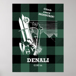Poster Monte Denali McKinley Alaska Park Mountaineering