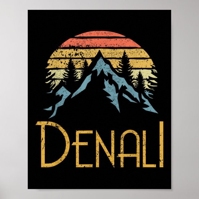 Poster Monte Denali Montanhas Alasca Acampamento Hiking E (Frente)