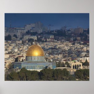 Poster Monte do Templo e Domo do Rochedo, amanhecer