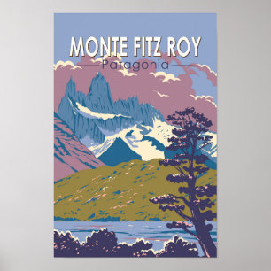 Poster Monte Fitz Roy Patagonia Viagem Art Vintage