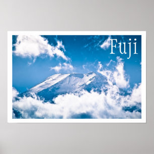 Poster Monte Fuji, céu azul, nuvens, Japão