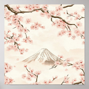 Poster Monte Fuji com Flores de Cerejeira – Japonês (3)