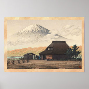 Poster Monte Fuji da arte do hanga da canela de Narusawa
