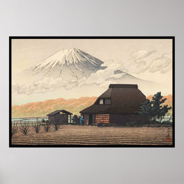 Pôster Monte Fuji de Narusawa Hasui Kawase shin hanga art (Frente)