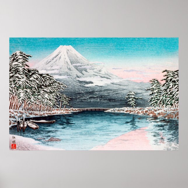 Poster Monte Fuji de Tagonoura, Cena de Neve (Frente)