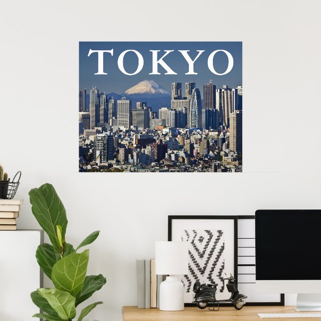 Poster Monte Fuji | Distrito de Shinjuku Skyline Tokyo Ja (Escritório em casa)