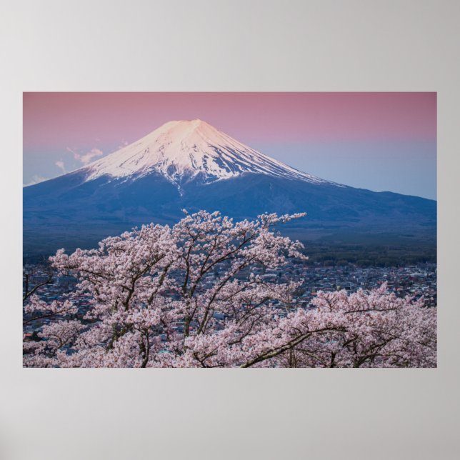 Poster Monte Fuji e Cherry Blossoms (Frente)
