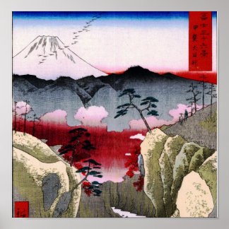 Pôster Monte Fuji e Pássaros no Japão por volta de 1800