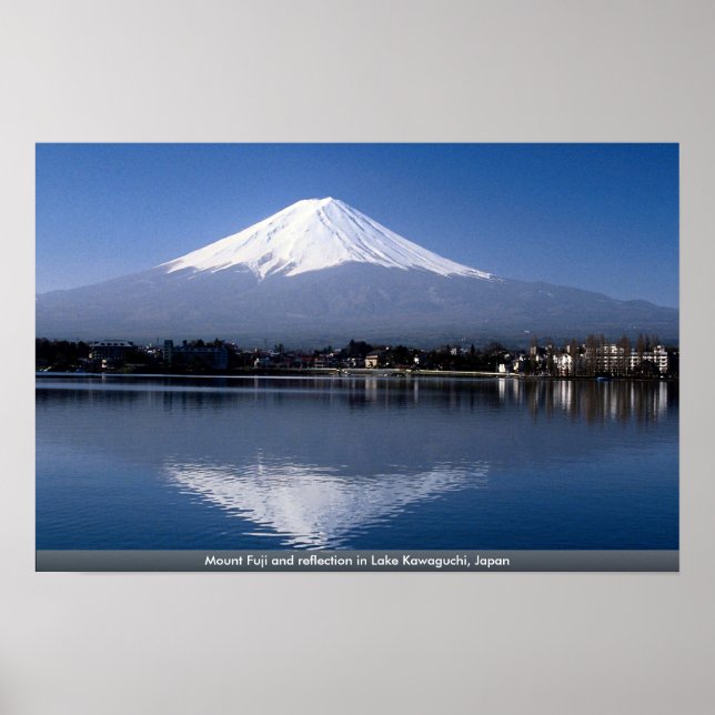 Pôster Monte Fuji e reflexo no lago Kawaguchi, Japão (Frente)