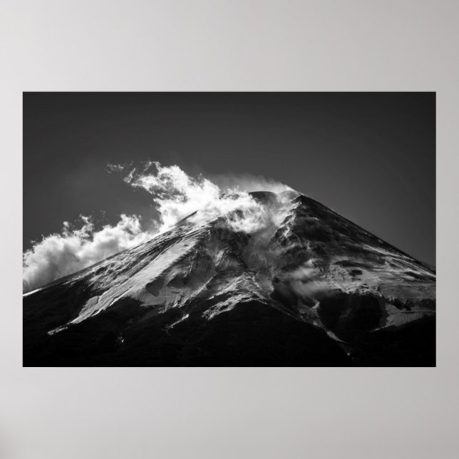 Poster Monte Fuji em preto e branco (Frente)
