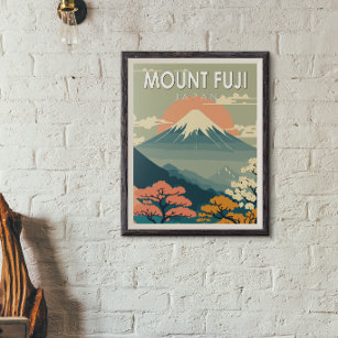 Poster Monte Fuji Japan Viagem Art Vintage