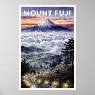 Poster Monte Fuji Japão Viagem Vintage