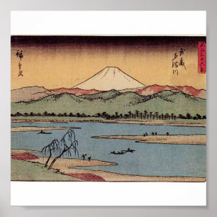 Pôster Monte Fuji no Japão por volta de 1800