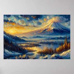 Poster Monte Fuji Oil Painting