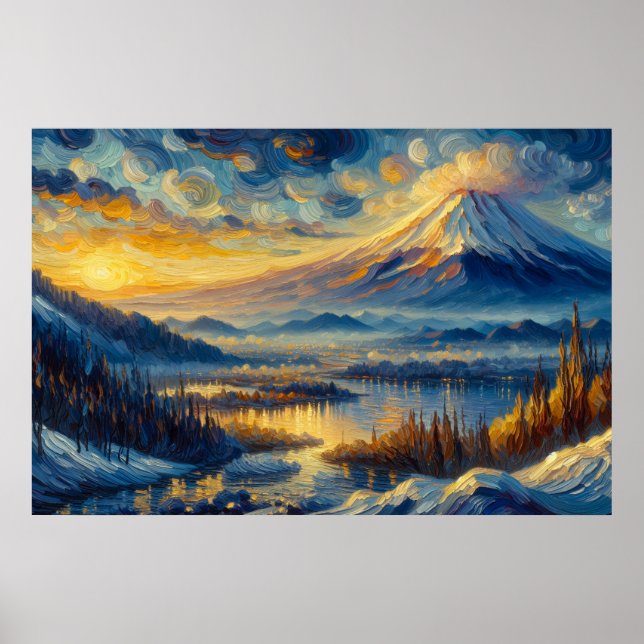 Poster Monte Fuji Oil Painting (Frente)
