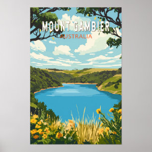 Poster Monte Gambier Austrália Viagem Art Vintage