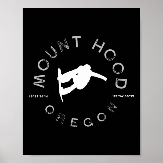 Poster Monte Hood Oregon Graphic Vintage Snowboard (Frente)