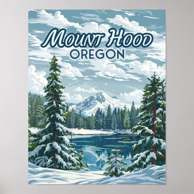Poster Monte Hood Oregon Ski Pacífico Noroeste Inverno (Frente)