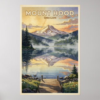 Poster Monte Hood Oregon Viagem Vintage