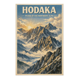 Pôster Monte Hotaka, Japão, em um clássico retrô
