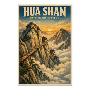 Pôster  Monte Hua (Huashan), China, em um clássico retrô