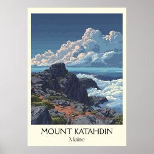 Poster Monte Katahdin Maine Vintage Baxter Park Art