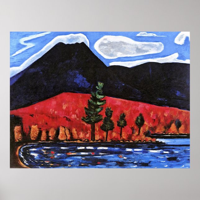 Poster Monte Katahdin, pintura colorida Maine (Frente)