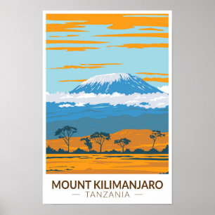 Poster Monte Kilimanjaro Tanzânia Africa Vintage