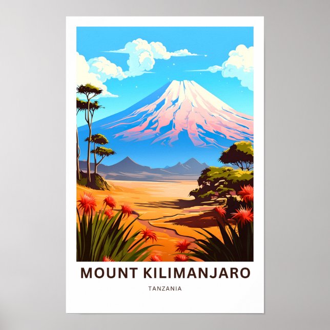 Poster Monte Kilimanjaro Tanzânia Travel Print (Frente)