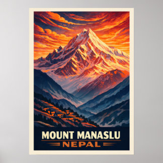 Poster Monte Manaslu Nepal V03