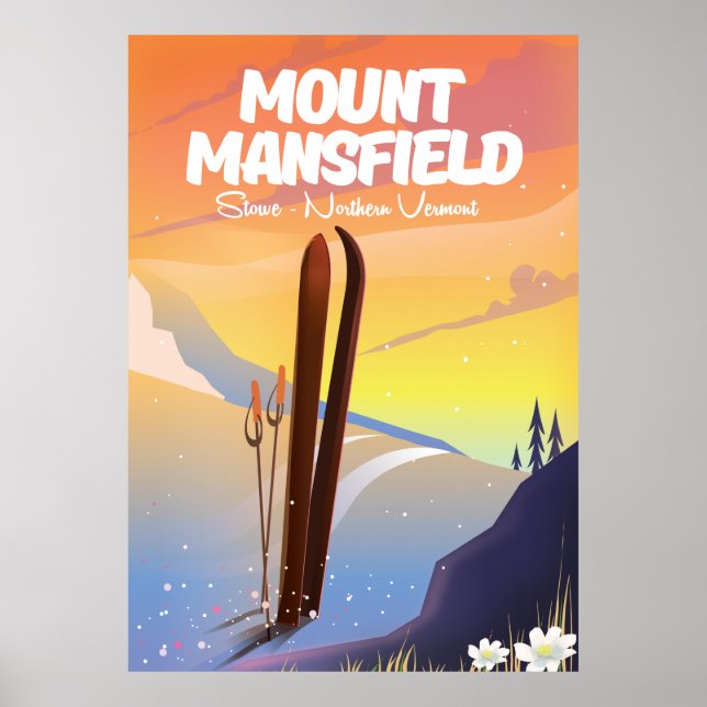Poster Monte Mansfield,Stowe norte Vermont ski (Frente)